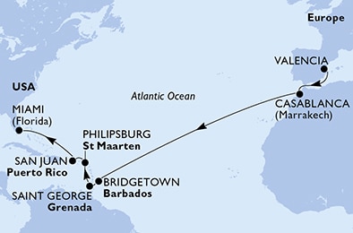 Mapa trasy rejsu