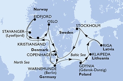 Mapa trasy rejsu