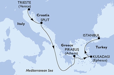 Mapa trasy rejsu