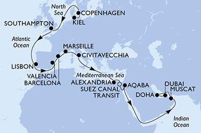Mapa trasy rejsu