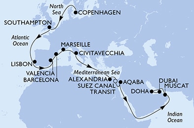 Mapa trasy rejsu