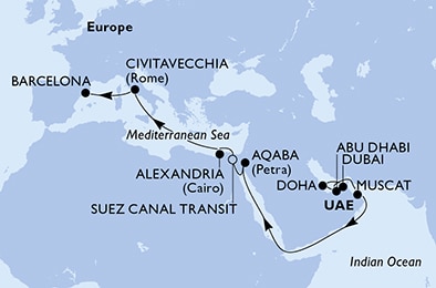 Mapa trasy rejsu