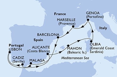 Mapa trasy rejsu