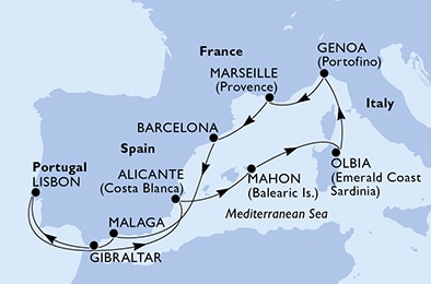 Mapa trasy rejsu