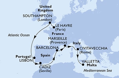 Mapa trasy rejsu