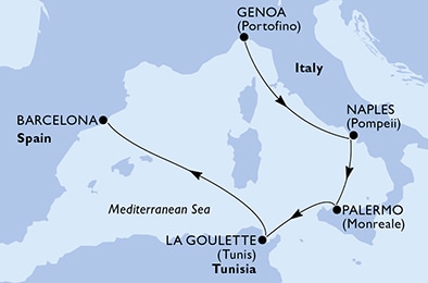 Mapa trasy rejsu