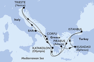 Mapa trasy rejsu