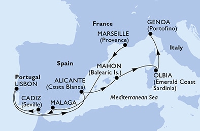Mapa trasy rejsu