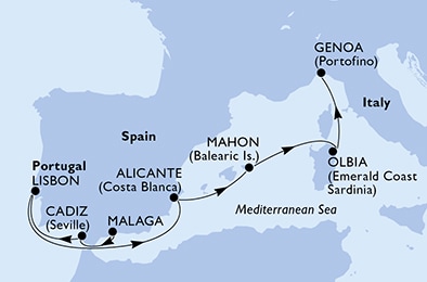 Mapa trasy rejsu