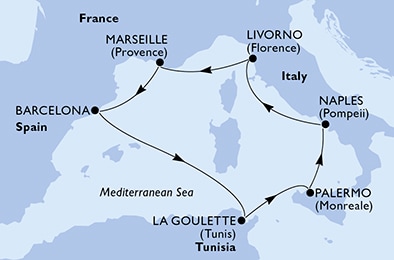 Mapa trasy rejsu