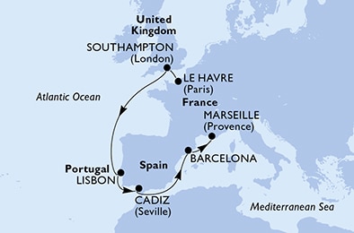 Mapa trasy rejsu