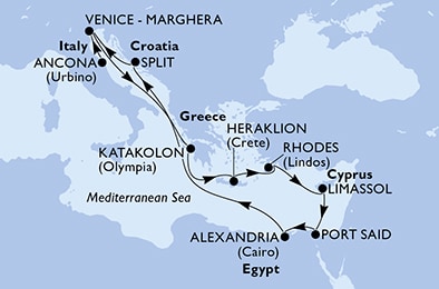 Mapa trasy rejsu