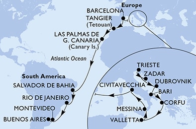 Mapa trasy rejsu