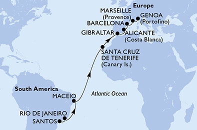 Mapa trasy rejsu