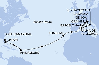 Mapa trasy rejsu