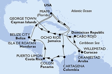 Mapa trasy rejsu