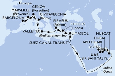 Mapa trasy rejsu