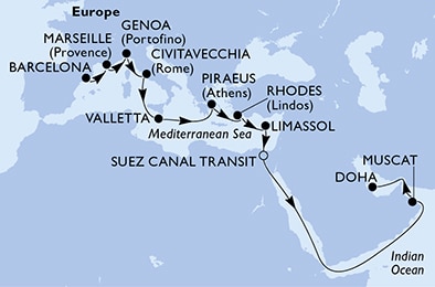 Mapa trasy rejsu