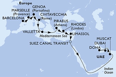 Mapa trasy rejsu