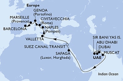 Mapa trasy rejsu