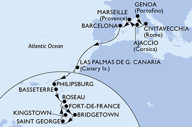 Mapa trasy rejsu