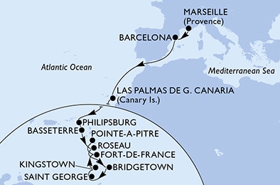 Mapa trasy rejsu