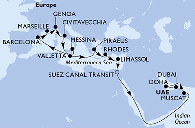 Mapa trasy rejsu