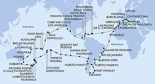 Mapa trasy rejsu