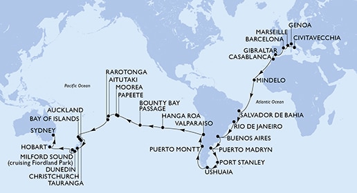 Mapa trasy rejsu