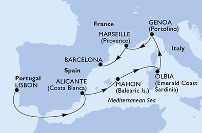 Mapa trasy rejsu