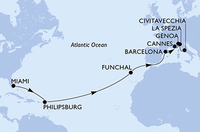Mapa trasy rejsu