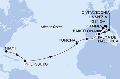 Mapa trasy rejsu