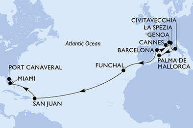 Mapa trasy rejsu