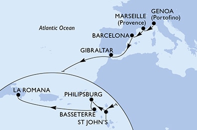 Mapa trasy rejsu