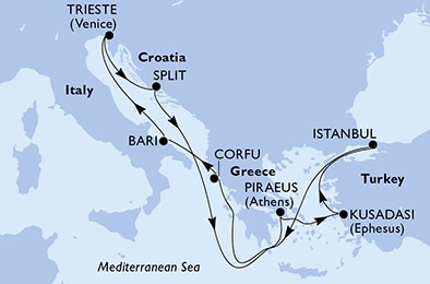 Mapa trasy rejsu