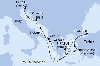 Mapa trasy rejsu