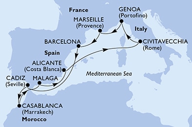 Mapa trasy rejsu