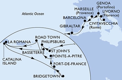 Mapa trasy rejsu