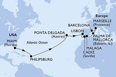 Mapa trasy rejsu